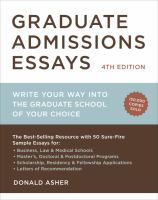 Graduate admissions essays : write your way into the graduate school of your choice