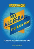 Pre-algebra : the easy way