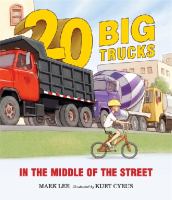 Twenty big trucks in the middle of the street