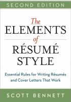 The elements of résumé style : essential rules for writing résumés and cover letters that work