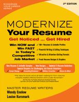 Modernize your resume : get noticed ... get hired